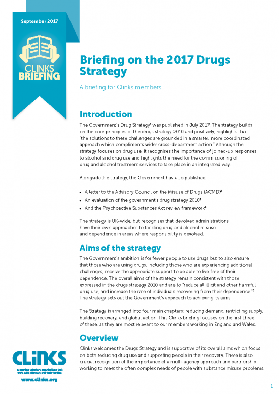 Front cover of drugs briefing