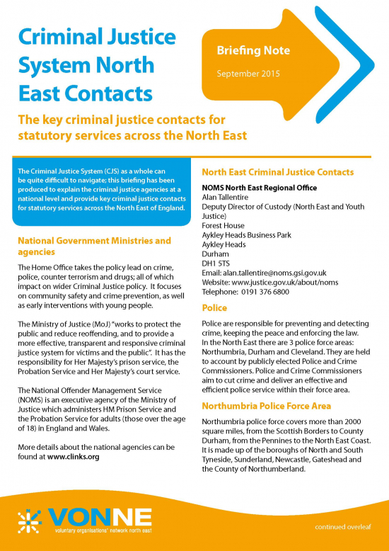 Criminal justice system North East contacts
