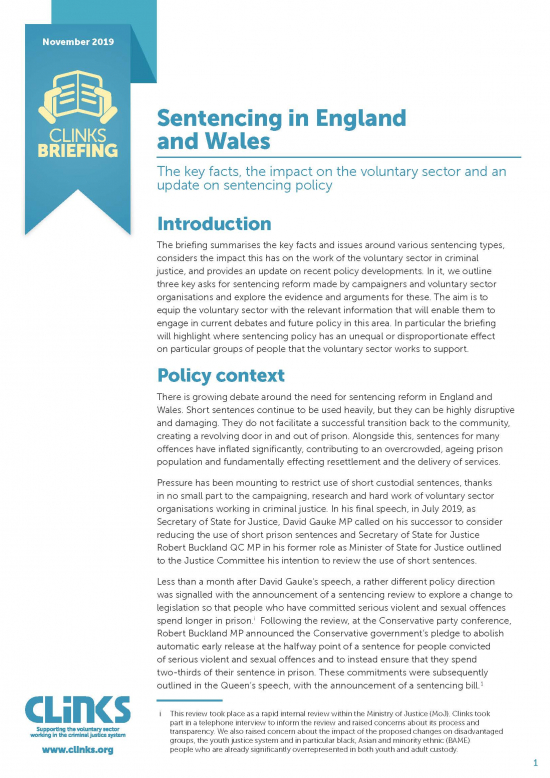 Sentencing in England and Wales cover image
