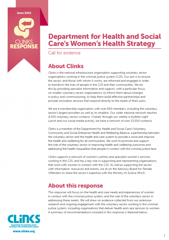 Department for Health and Social Care’s Women’s Health Strategy
