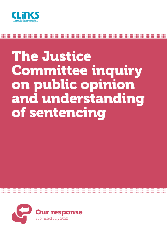 The Justice Committee inquiry on public opinion and understanding of sentencing cover page