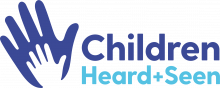Children Heard and Seen logo featuring a blue hand and the name of the charity