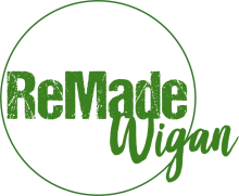 ReMade Wigan logo in green writing, in a green circle.