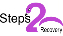 Logo for Steps2Recovery with 2 in the image of a swan in lilac text