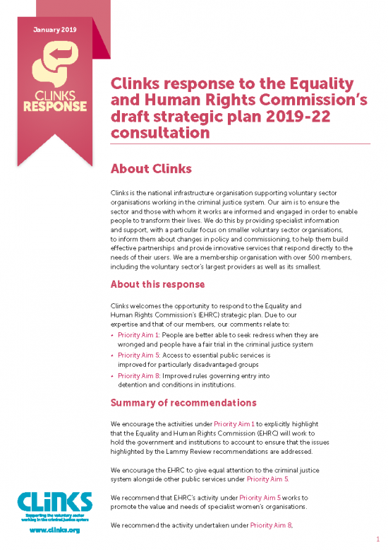 The Equality and Human Rights Commission’s draft strategic plan consultation response front cover