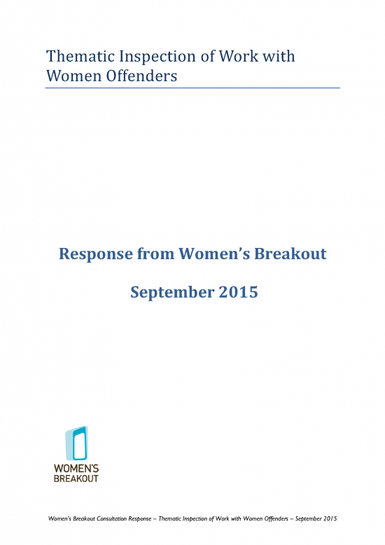 Women's Breakout response: HM Inspectorate of Probation’s thematic inspection of work with women offenders