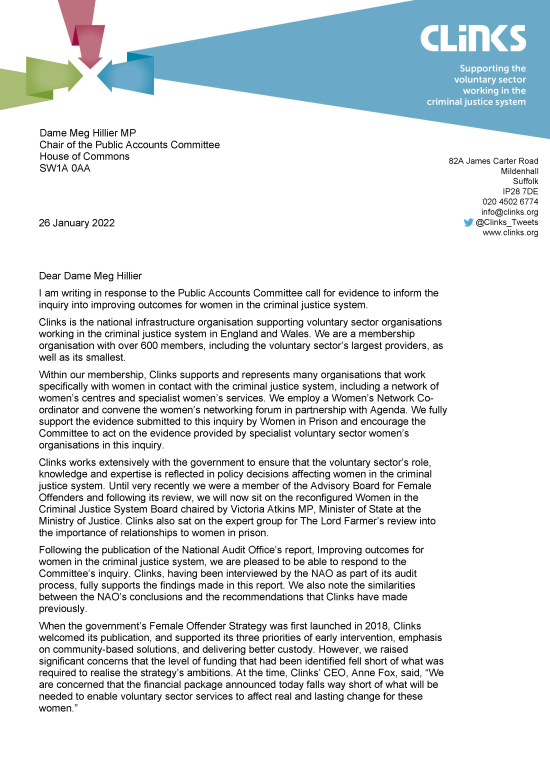 Letter to the Public Accounts Committee